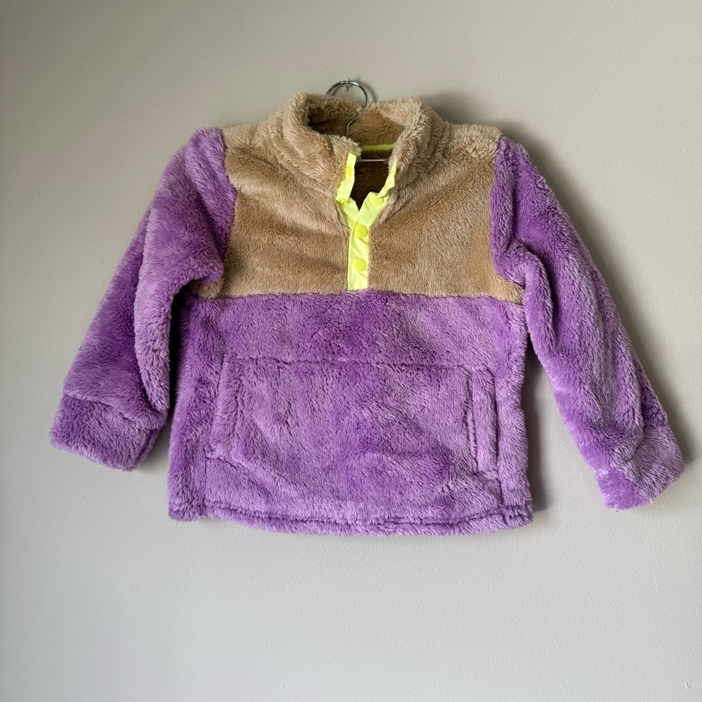 NWT Baby Gap girls size 3 fleece color block pullover 1/4 button up